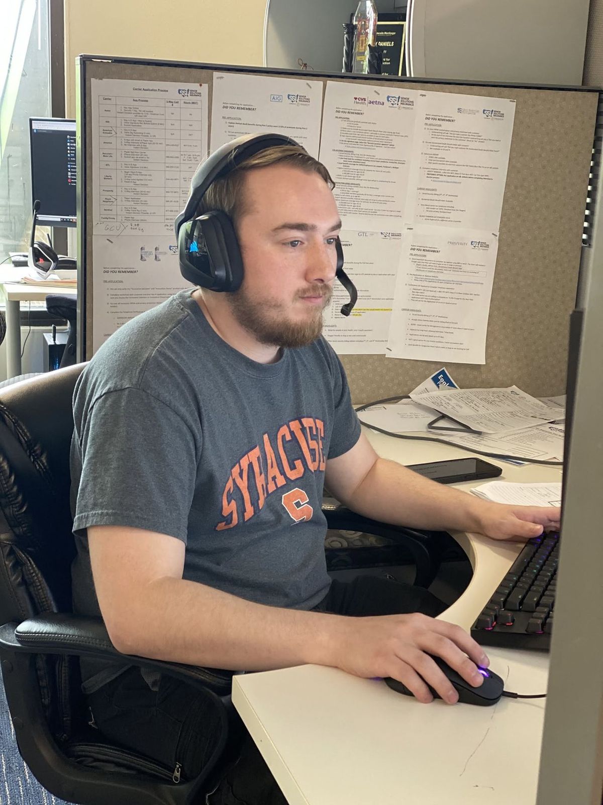 An agent working a case at his computer