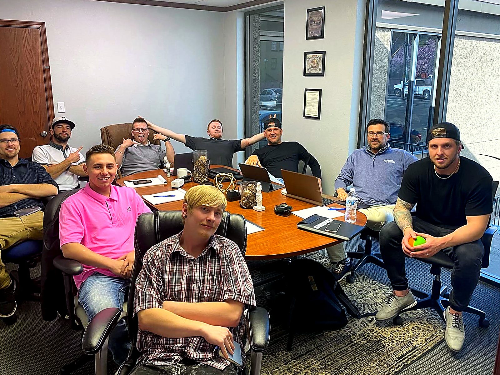 The Senior Solutions team in a meeting in the Greenwood Village office